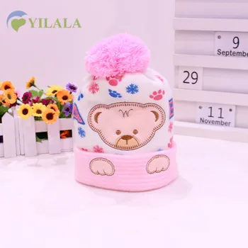 

New Cute Bear Baby Hat Soft Warm Children Hat Solid Cotton Kids Beanie Cap Print Bombom Boys Girls Cap 2018 Baby Boys Clothing