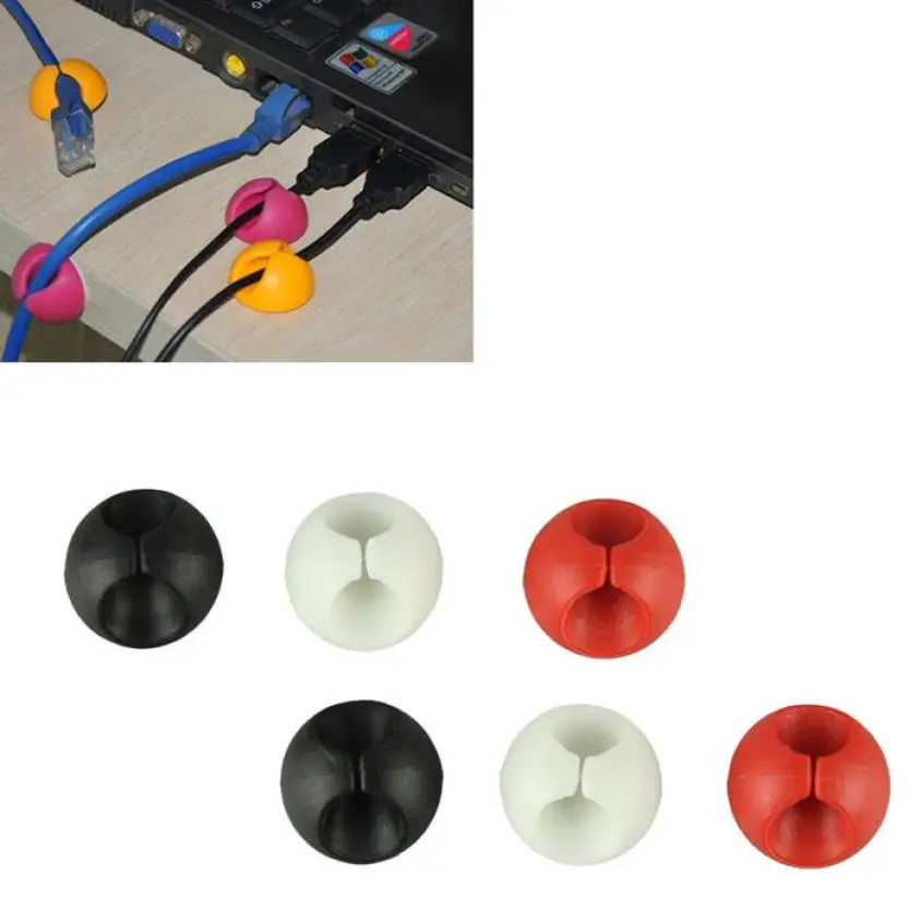 

6pcs Cable Clip Desk Tidy Wire Drop Lead USB Charger Holder Mouse Cable Cord Storage Organizer Holder Secure Tidy Wire Table