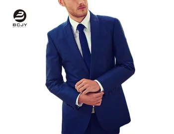 

2 Pieces Men Suits Blue Shawl Lapel Slim Fit Wedding Suits for Men (Jacket+Pants+Tie) Groom Tuxedos Groom Suit Business Suits