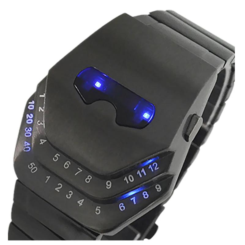 

2016 New Iron men LED Digital watches full steel triangle shape like the snake eyes Men relogio masculino Iron Samurai Led Watch