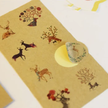 

16pcs/Lot Chinese style painting Mori elk sealing stickers Kraft Paper Cake Packaging Adhesive Gift Stationery Sticker