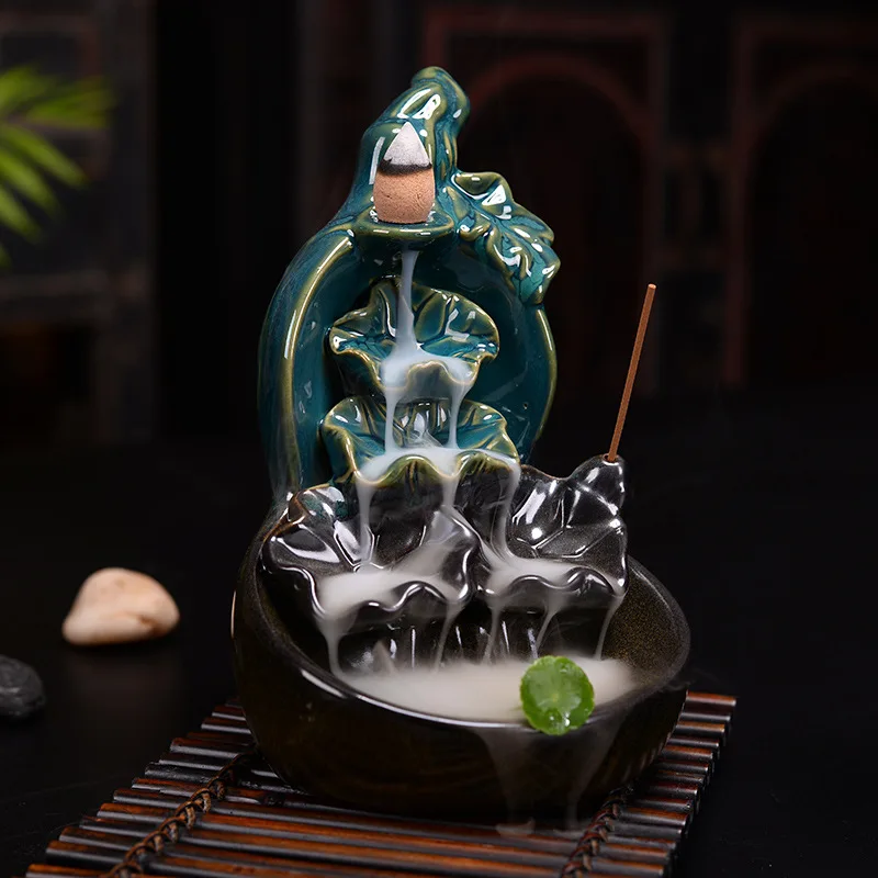 Керамический обратный поток водопад дым Курильница держатель подарки 10 конусов