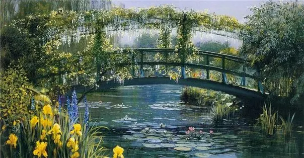 Monet pond water lily Набор для вышивки крестом рукоделия Aida 14CT без печати | Дом и сад