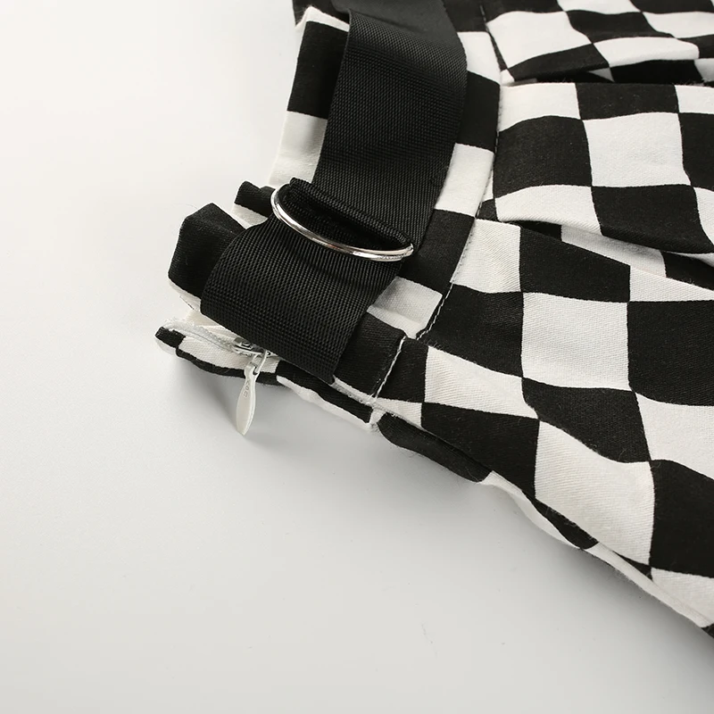 12Sweetown Korean Fashion Checkerboard Pleated Skirts Womens Sashes High Waist Zipper Cotton Short Skirt Woman Summer 2018 Skirts