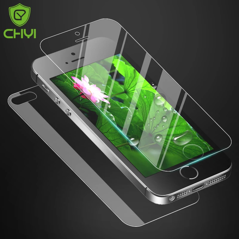

Front +Back Tempered Glass Film For Apple iphone 5 5s Screen Protector Original CHYI Brand 9H Protective With Tools 2pcs/lot