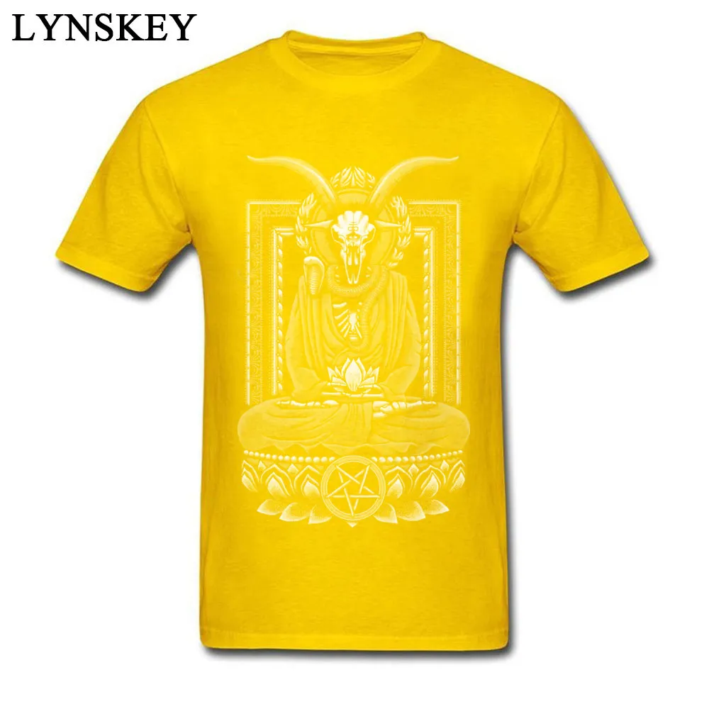 Male T Shirt Coupons Cool Tops T Shirt Summer/Autumn Cotton Crew Neck Short Sleeve Funny Baphomet Nirvana White Halftone Tee-Shirt Baphomet Nirvana White Halftone yellow