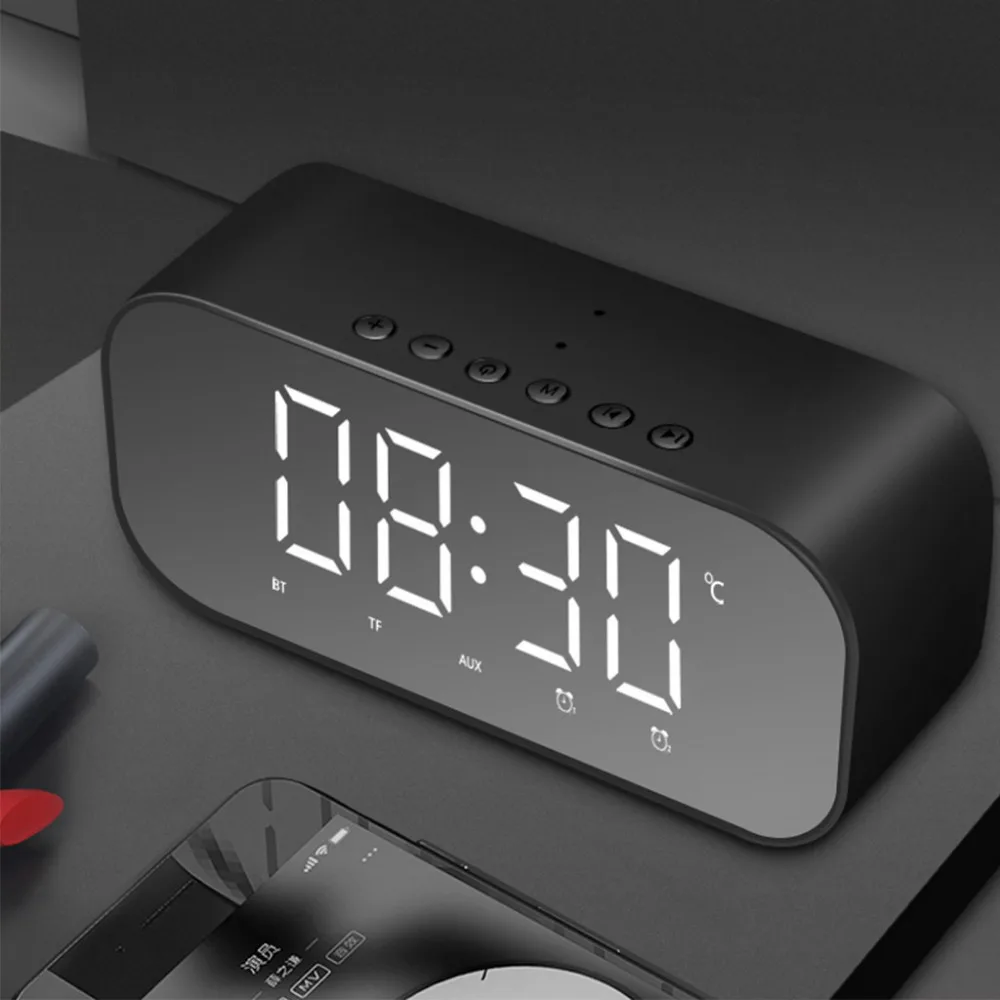 

Wireless Bluetooth Speaker Portable Space Support clock Double speaker mirror bluetooth speaker Subwoofer Audio bluetooth stereo