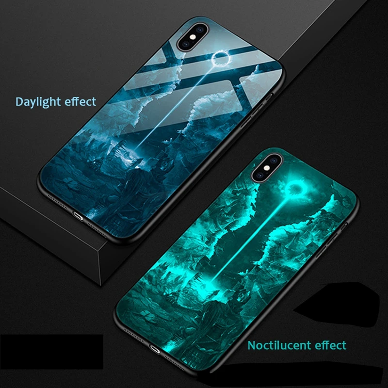 Ollivan Tempered Glass Case For iphone XS MAX XS XR X Luxury Luminous Mirror Silicone Phone Case For iphone 7 8 6 6s Plus Cases (11)