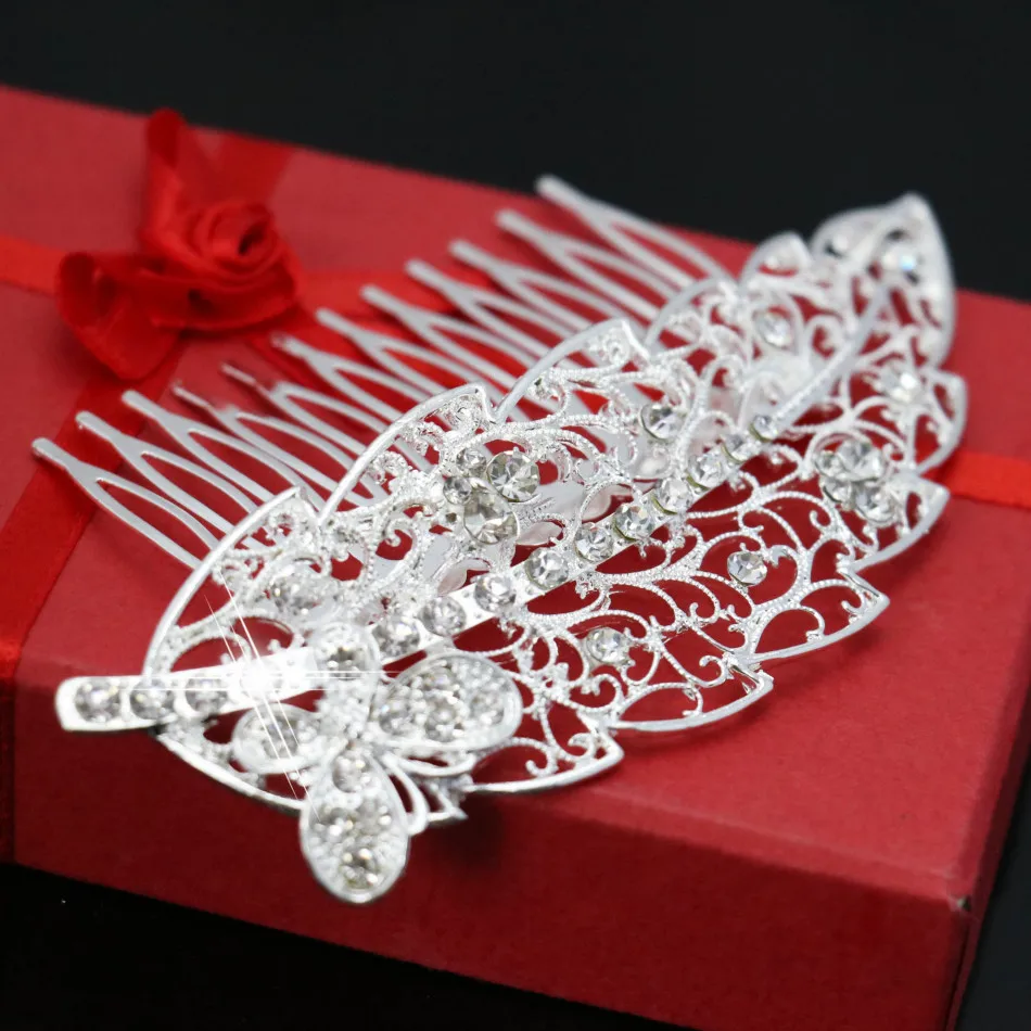 Crystal Hairpin Leaves Hair Comb High quality Hair Clips Wedding Bride