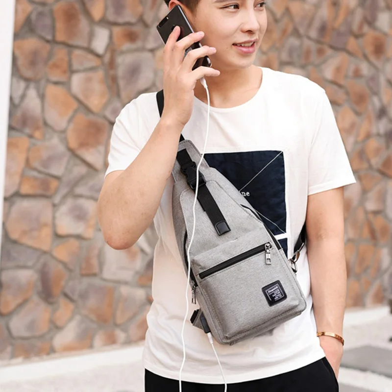 Men USB Charging Backpack Travel Anti Theft Canvas Chest Bag Women Headphone Hole Teenager Casual Bags Sac A Dos Homme BP0220 (18)