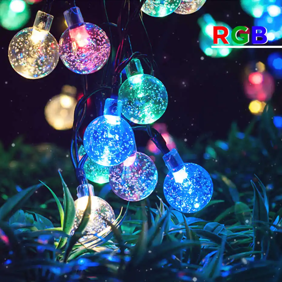 

New 30 LEDS 20ft Crystal ball Solar Lamp Power LED String Fairy Lights Solar Garlands Garden Christmas Decor For Outdoor