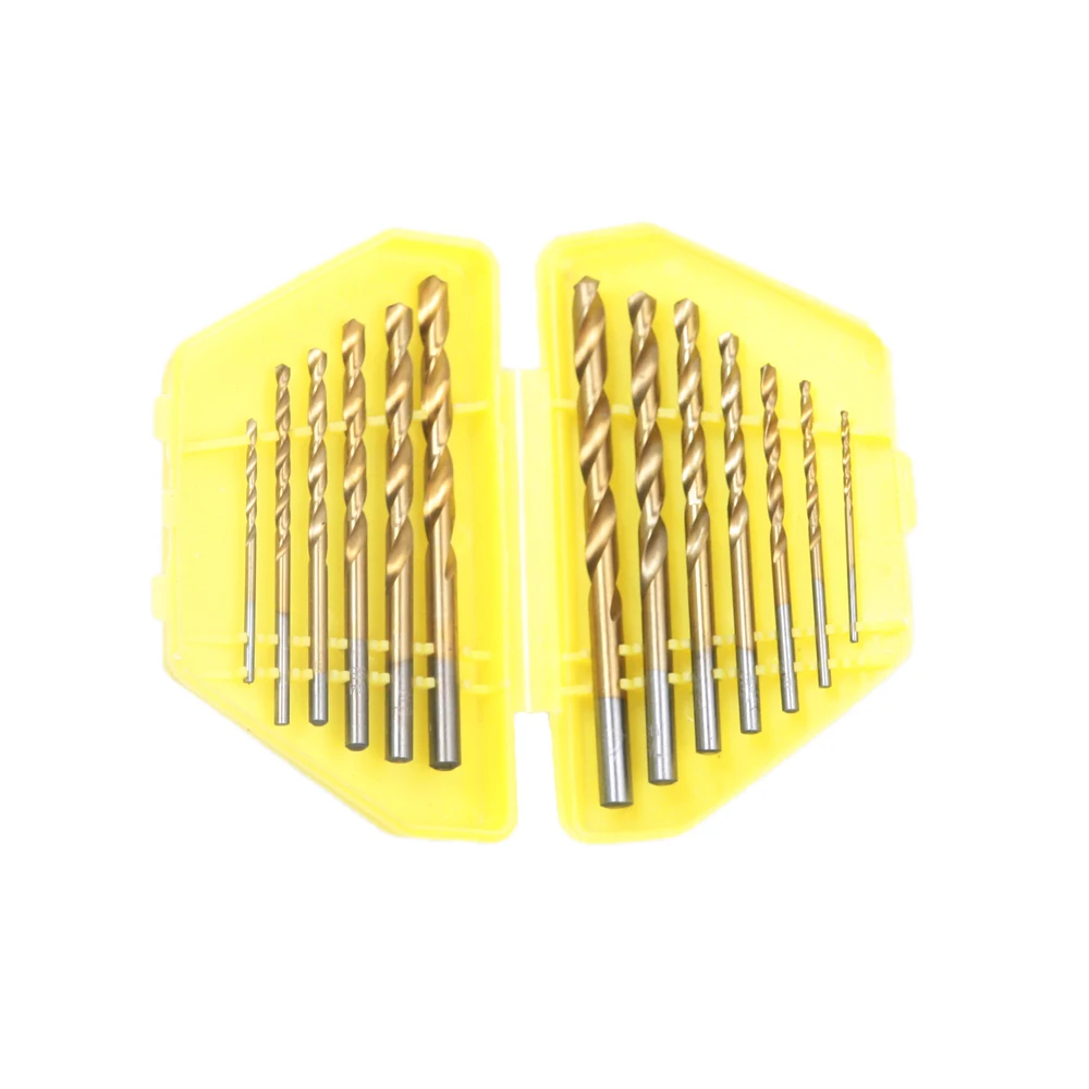 13pcs Butterfly Box Titanium HSS Twist Drill Bit Set Inch Metric System