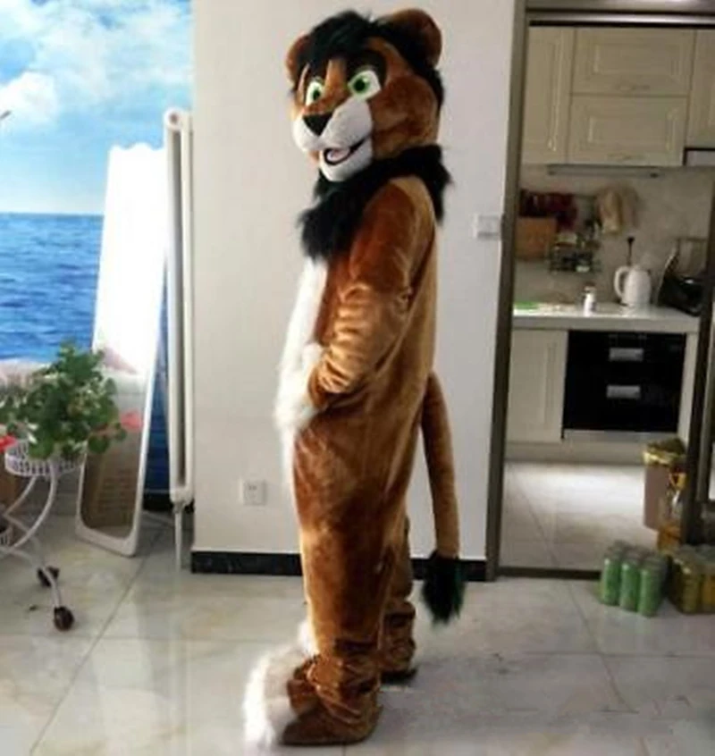 

Halloween Long Fur Fox Wolf Fursuit Mascot Costumes Suits Brown Adults Outfits Halloween Performance Birthday Fancy Party Dress