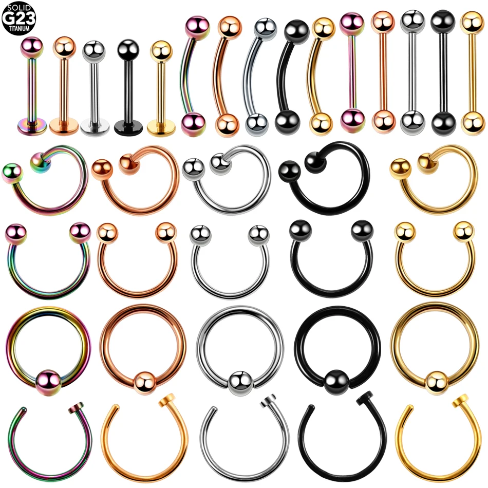 1PC Titanium Tragus Piercing Nariz Nose Earring Septum Labret Lip Ring Cartilage Industrial Tongue Barbells Eyebrow Body Jewelry 1pc cartilage earring women fashion cz dainty ear tragus conch screw back stud earring helix piercing jewelry