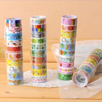 

10 pcs/lot Cartoon adhesive masking tape decorative sealing tape DIY stationery scrapbooking sticker toy length 200cm/Pcs