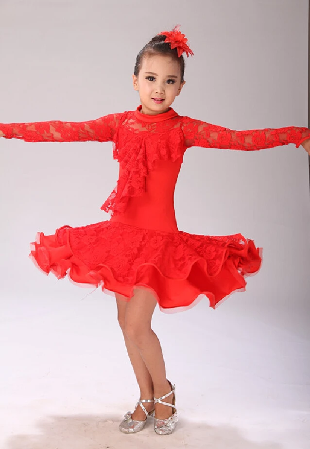 Buy Long Sleeves Dance Sport Dresses Kids Costume Lace