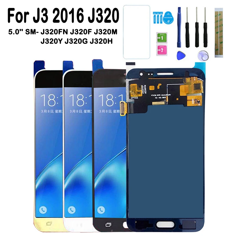

LCD Display For Samsung Galaxy J3 2016 J320 SM-J320FN/F/M/H/DS Touch Sreen + LCD Display J320F J320FN J320H J320M Screen