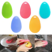 Practical Dish Washing Sponge Scrubber Silicone Soft Cleaning Antibacterial Brush Tool Kitchen Supplies E2S