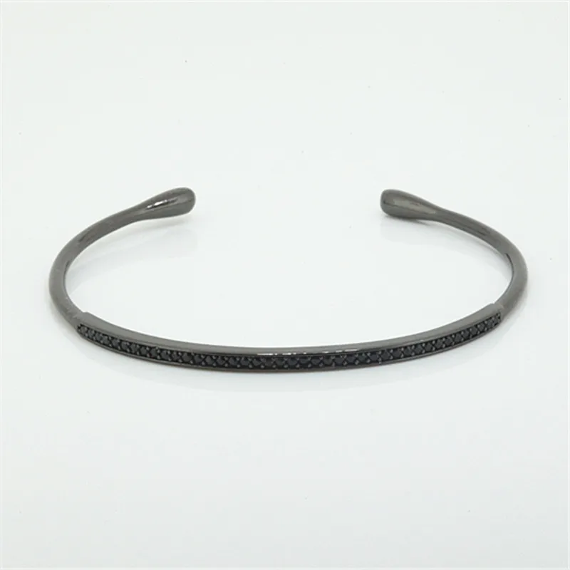 Brand Anil Arjanda Cuff Bangles Charm Pave Black CZ Open Bangles