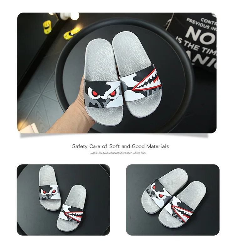 Fashion Shark Children Slippers for Boys Summer Sandals Kids Flip Flop Home Bath Shoes Baby Casual Non-slip Flat Beach Shoes