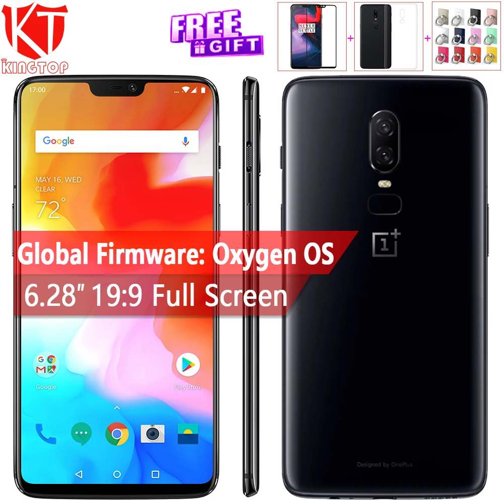 2018 New Oneplus 6 Waterproof Mobile Phone 6.28'' 6/8GB RAM 64/128GB ROM Snapdragon 845 Android 8.1 Dual Rear Camrea 20+16MP NFC