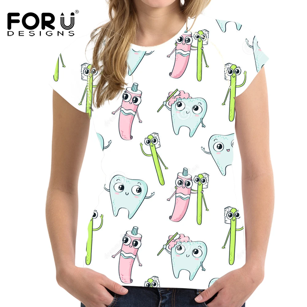 FORUDESIGNS/футболка с принтом для женщин брендовая одежда футболка коротким рукавом