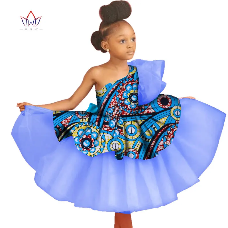 Летнее платье в африканском стиле для девочек; кружевная одежда в африканском стиле с асимметричным воротником; одежда в африканском стиле для детей; милое платье с принтом; нет; BRW; WYT251