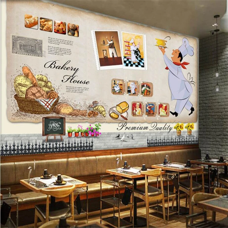 

beibehang Large - scale custom wallpaper. European and American hand - painted bakery background wall paper