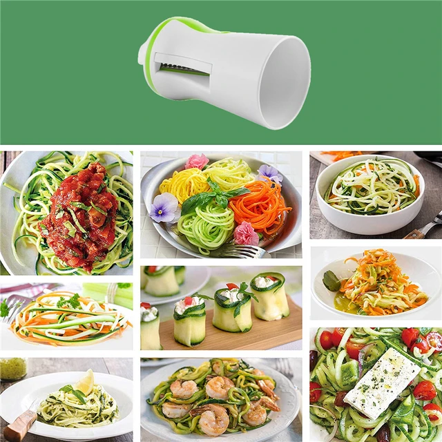 Handheld Spiralizer 3 in 1 Vegetable Slicer, Veggie Spiral Cutter Zucchini  Spaghetti Maker Adjustable Spiral Slicer for Low Carb Vegan Meals (Grey)