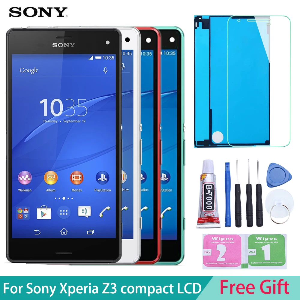 Pаспродажа Сенсорный экран для sony Xperia Z3 compact D5803 D5833 ЖК дисплей дигитайзер сенсор стеклянная панель Xperia Z3 mini в сборе с рамкой