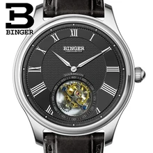 Luxury Switzerland BINGER Watches Men Seagull Automatic Movemt Watch Male Tourbillon Sapphire Alligator Hide Mechanical B80803