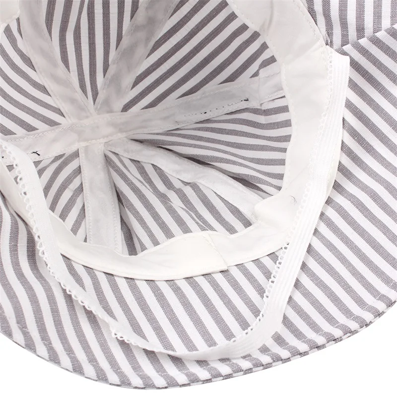 Striped Cartoon Baby Hat Mouse Ears Cute Baby Cap Breathable Wide Brim Baby Boys Hat Summer Lace Up Sun Cap Baby Girls Clothing (4)