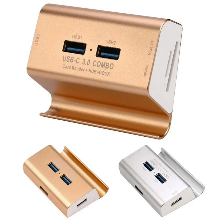 3 Port USB 3.0 Hub SD Card Reader for SD/TF With Phone Stand Combo All