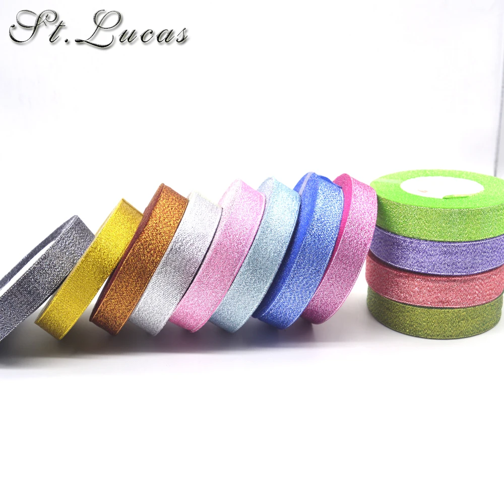 

Brand high quality 3/4'(20mm) 12 color Silver gold Glitter ribbon webbing for wedding craft bow gift decoration Wrapping ribbon