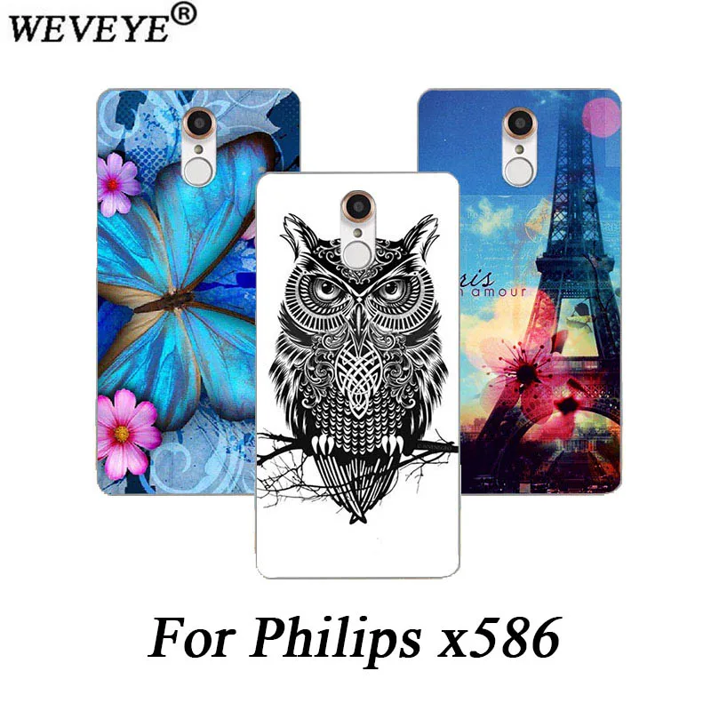 

WEVEYE High Quality Patterns Protective Phone Cover For Philips x586 Painted Flower Animals and Tower Case For Philips x586 x586