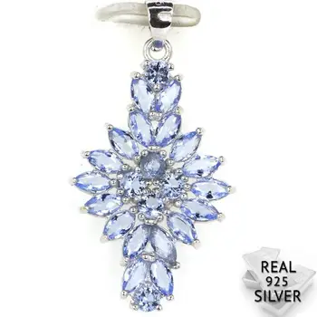 

Guaranteed Real 925 Solid Sterling Silver 2.8g Ravishing Top Violet Tanzanite CZ Woman's Pendant 36x20mm