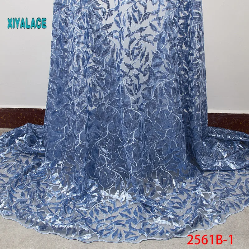

African Lace Fabric Luxury High Quality French Organza Lace Fabric 2019 New Arrival Sequins Lace Fabrics For Wedding YA2561B-1