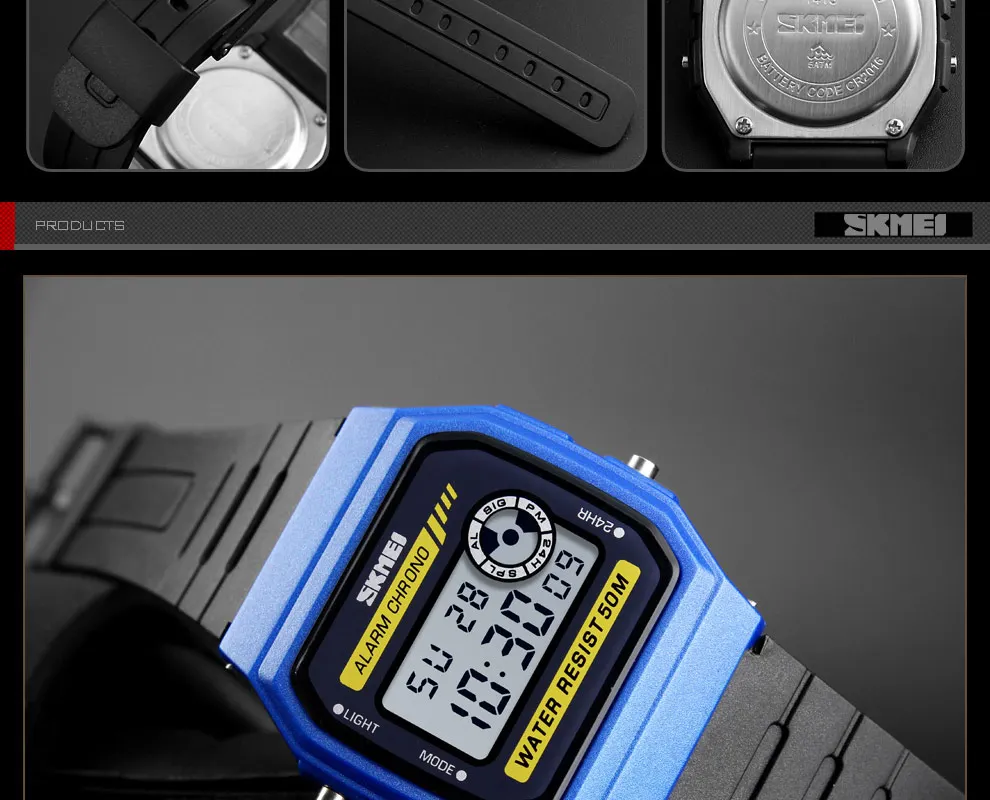 SKMEI 1413 Women Sport Watch Lover Couple Wristwatch Stopwatch Alarm Digital Watch Waterproof PU Strap Watch