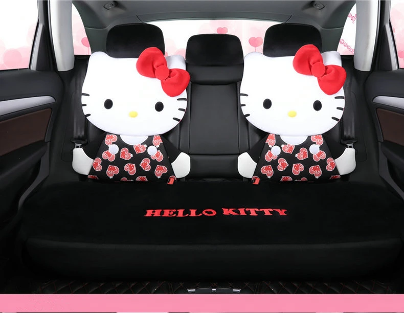 Мультяшный чехол для автокресла hello kitty, теплая плюшевая подушка для автомобиля, набор зимних авточехлов, универсальные аксессуары для всех автомобилей