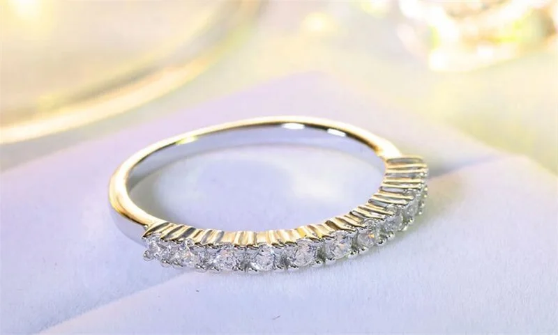 YANHUI ювелирные изделия и натуральных материалов серебро 925-й пробы хвост кольца полукруг набор циркониевый камень cz Простые Модные кольца для женщин KYRA10