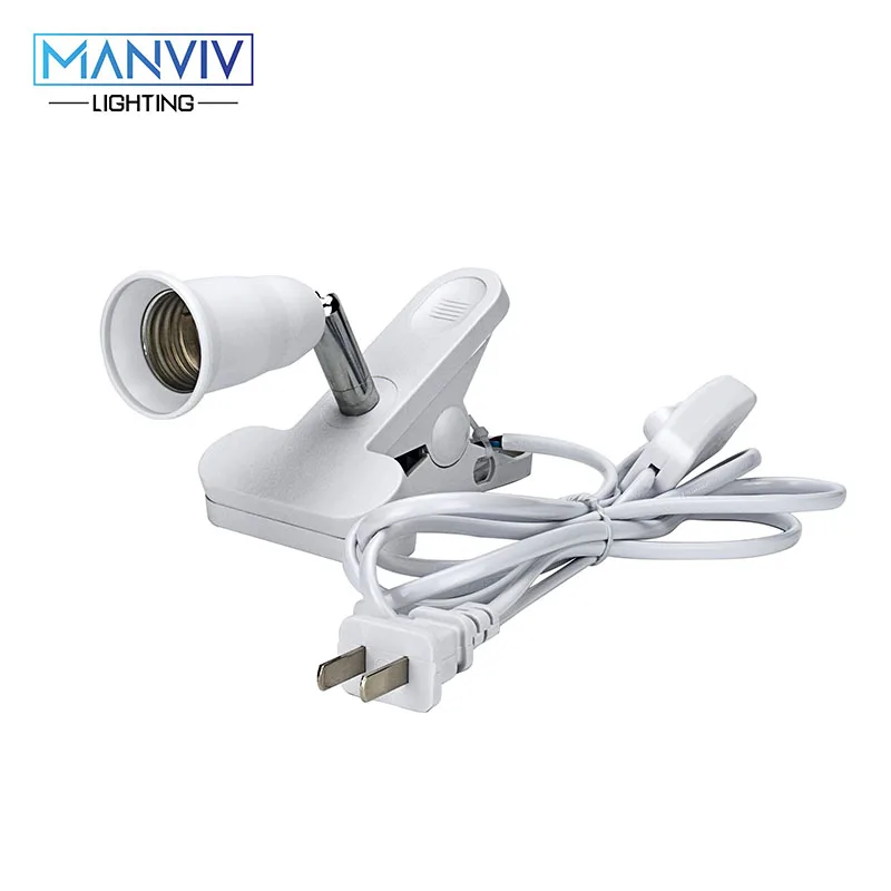 

Lamp Base E27 1.7M Wire Length 220V EU US Plug Socket Adjustable Angle With Independent Switch For Reading Night Light Downlight