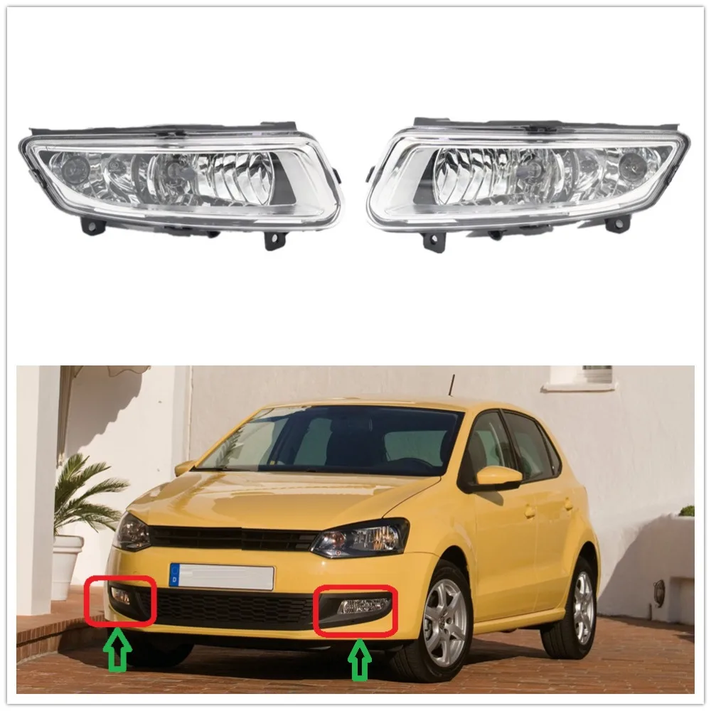 2 шт. левая и правая противотуманная фара для VW Polo 6R 6C Хэтчбек 2009 2010 2011 2012 2013 2014 2015