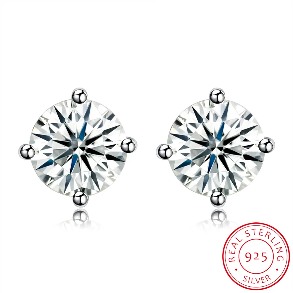 

There is silver certificate!Pure 100% 925 sterling silver stud earrings for women Zircon earings cute fashion jewelry brincos 19