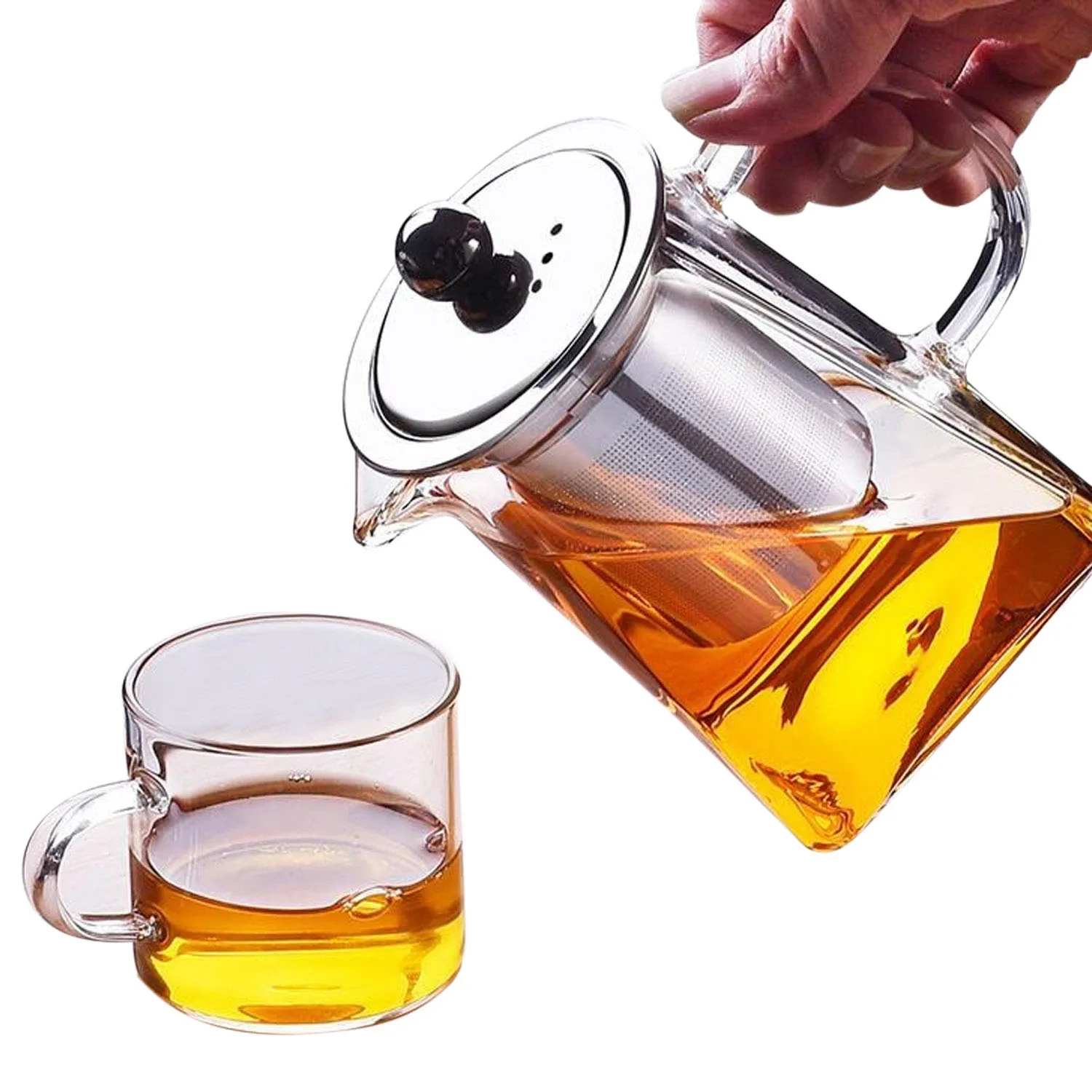 Behogar 350ml 550ml 750ml Glass Sqaure Teapot High Temperature
