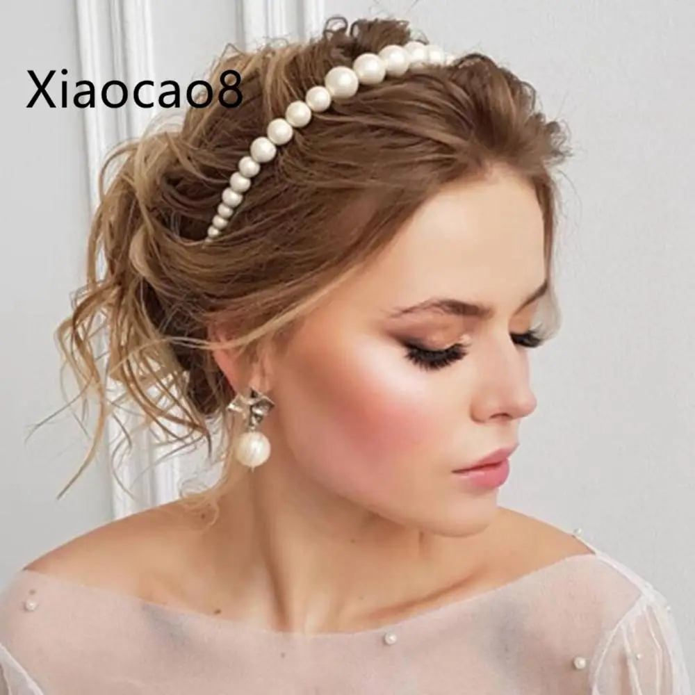 

Ins Fashion Big Small Pearl Headbands Hairband for Women Girls Luxury Elegant Headwear Hair Accessories Gold White Pearl Clips
