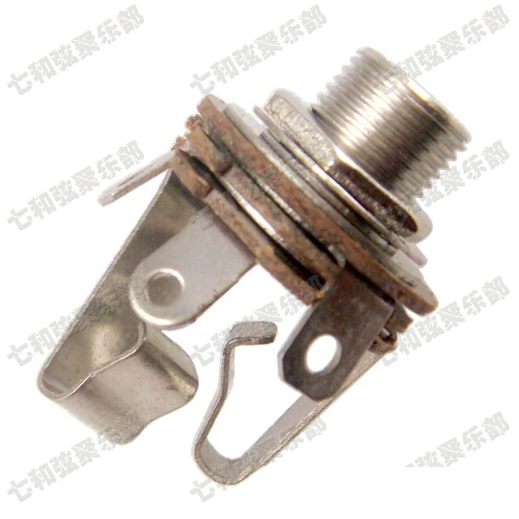 2 Pcs Chrome Brass Mouth 1/4" Stereo Jack Input Plug Socket For