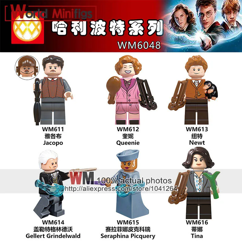 

6PCS/lot Building Blocks Fantastic Beasts Jacopo Queenie Newt Gellert Grindelwald Seraphina Picquery Tina Figure Toys Legoingly