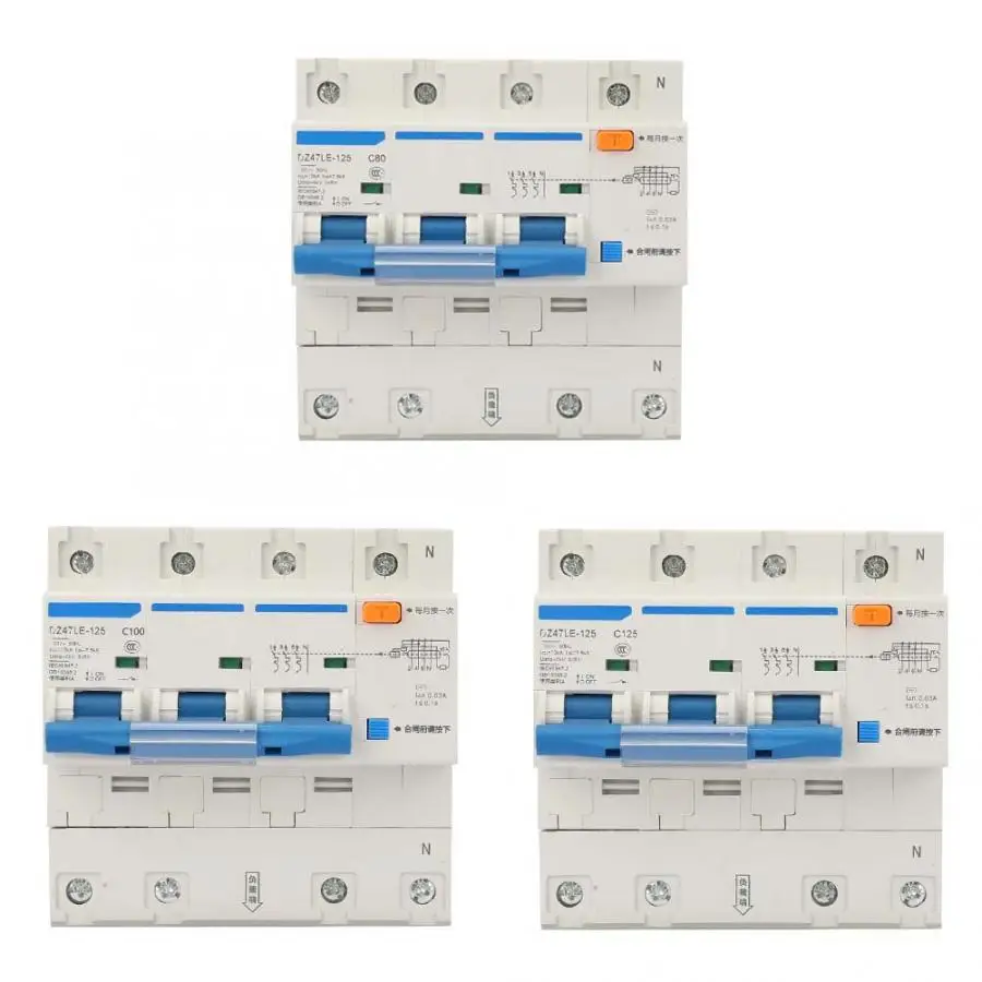 

AC 230V 80/100/125A Leakage Protection Switch DZ47LE-125 3P+N Current Circuit Breaker dc circuit breaker