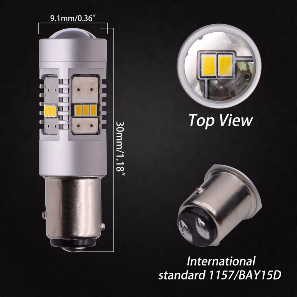 Супер яркий S25 светодиодные лампы BA15S BAY15D сигнальных огней стоп лампы для автомобилей 1156 DRL 1157 два контакта Led Противотуманные фары с объективом