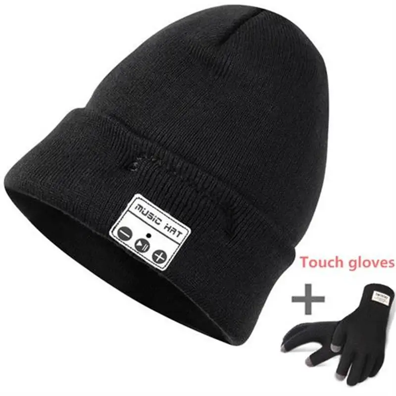 Fashion Bluetooth Beanie Music Hat with Speaker Wileless Bluetooth Headphone Headset Earphone Smart Hat+Touch Screen Gloves